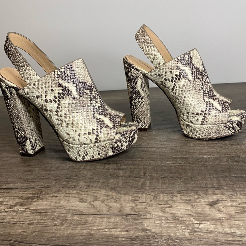 Snakeskin leather heels